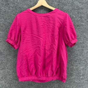 Hawks Blouse Women S Small Pink Short Sleeve Hook & Eye Casual Round Neck